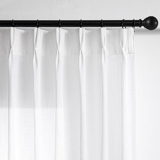 MYSKY HOME White Curtains 96 Inches Long Semi Sheer Drapes Light Filtering for Sliding Glass Door Window Treatments Pinch Pleated Soft Cotton Blend Panels Linen Look Farmhouse Style, 40" x 96", 2 PCS