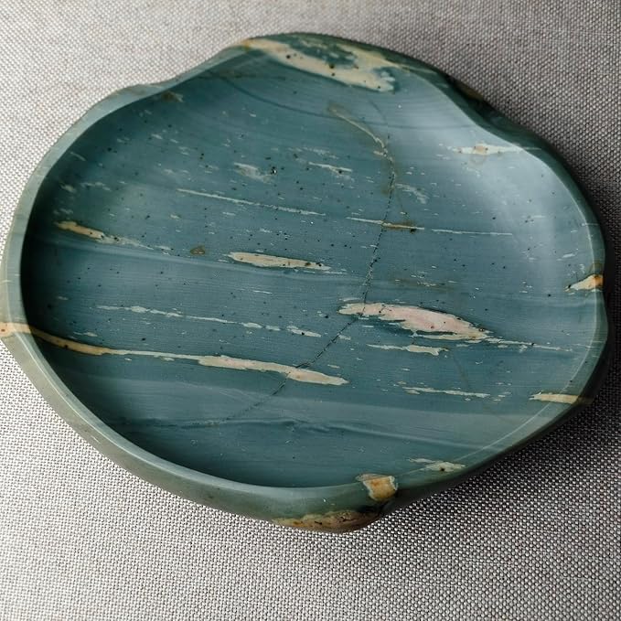 Handmade Decorative Bowl - Natural River Stone Pebble Artisan Crafted Serving Dish | 4-6 Inch Unique Decorative Tray for Home Centerpiece, Jewelry Holder (green)