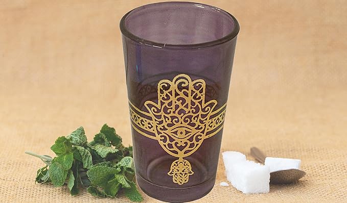 Tea Serving & Glasses Moroccan Set of 6 Tea Glasses Exquisite and Royal Khmissa Colorful