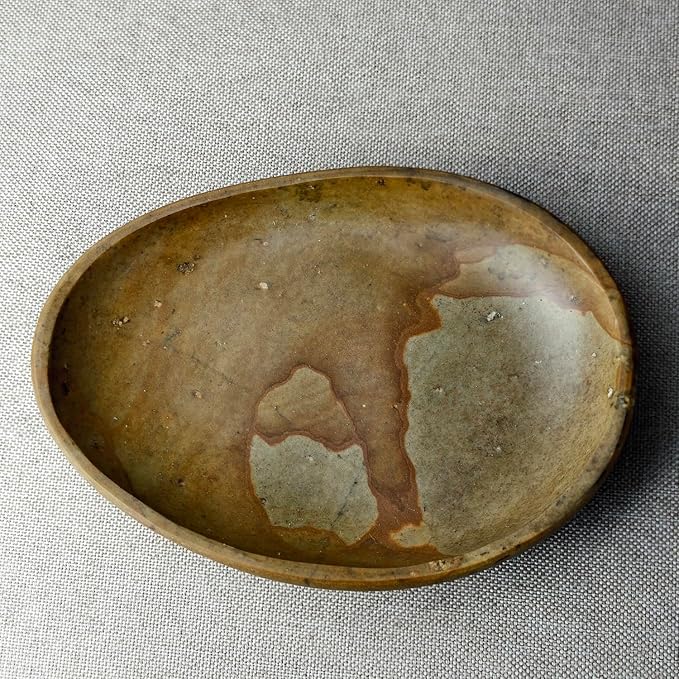 Handmade Decorative Bowl - Natural River Stone Pebble Artisan Crafted Serving Dish | 4-6 Inch Unique Decorative Tray for Home Centerpiece, Jewelry Holder (Brown)
