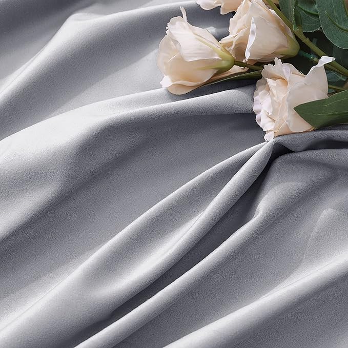 MIULEE Greyish White Velvet Curtains 108 inches Long 2 Panels - Luxury Blackout Curtains for Bedroom Living Room Thermal Insulated Fall Decor Super Soft Window Drapes Rod Pocket & Back Tab