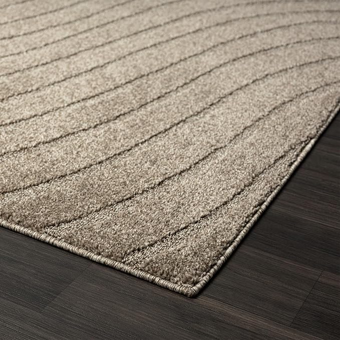 LUXE WEAVERS Modern Geometric Wave Taupe 6x9 Area Rug