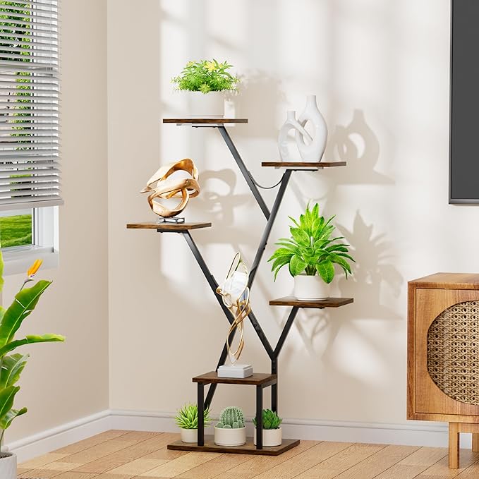 Plant Stand Indoor with Grow Lights, 44" Corner 5 Tiered Plant Shelf for Indoor Plants Multiple，Flower Stand Display Rack for Living Room, Patio, Balcony