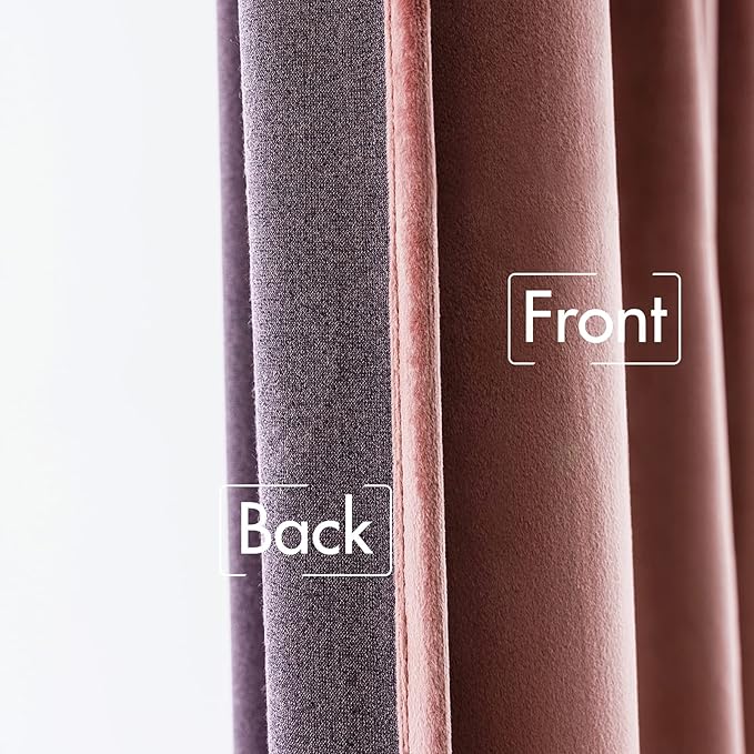 MIULEE Velvet Curtains 63 inch Length 2 Panels - Luxury Blackout Curtains for Bedroom Living Room Thermal Insulated Super Soft Window Drapes Rod Pocket & Back Tab, Dusty Rose Pink