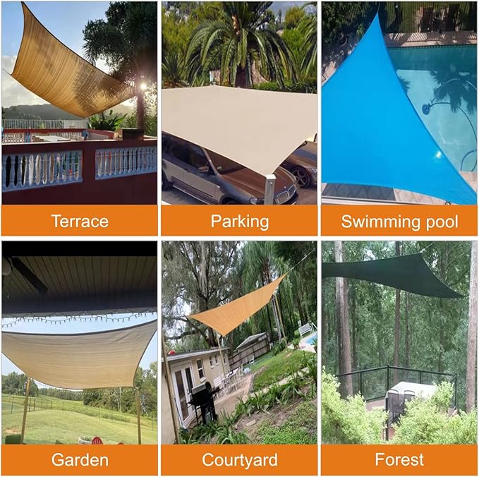 Shade Sails Installation Kits,Sun Shade Sail Hardware Kit with 4pcs 10ft Length Extension Nylon Wire Rope,Shades Awning Kit for Triangle Rectangle Shade Canopy,304 Stainless Steel, Patio Outdoor