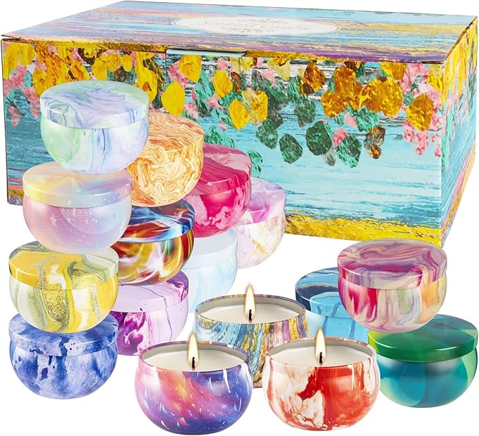 16 Pack Scented Candles Set for Home, Relaxing Stress Relief, Aromatherapy - Natural Soy Wax and Fragrance - Gifts for Women, Mom, Best Friend, Wife, Birthday