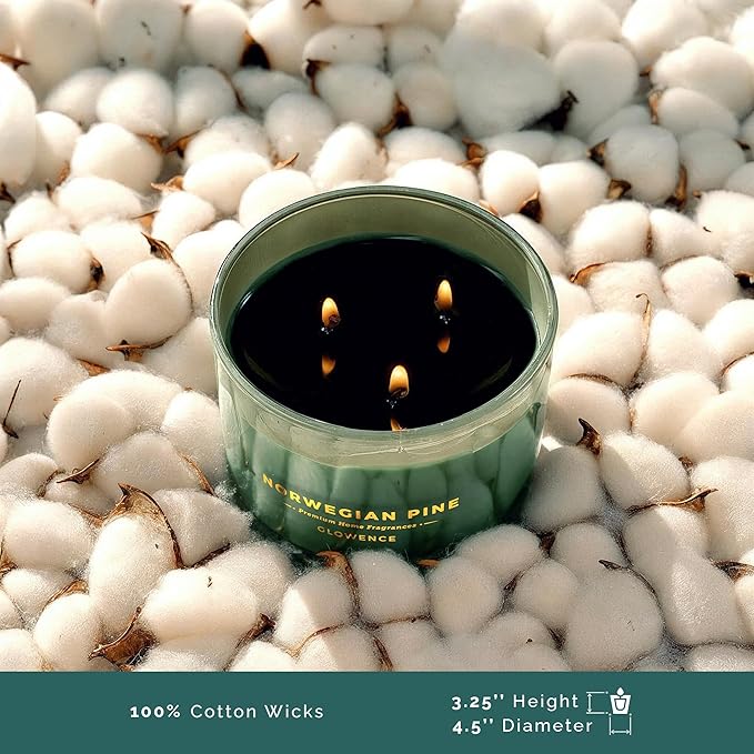Pine Scented Candle - 100% Natural Soy Wax - Large 3 Wick Jar Candle - Up to 40 Hours Burning Time - Aromatherapy Candles for Home - Housewarming Gift for Men and Women
