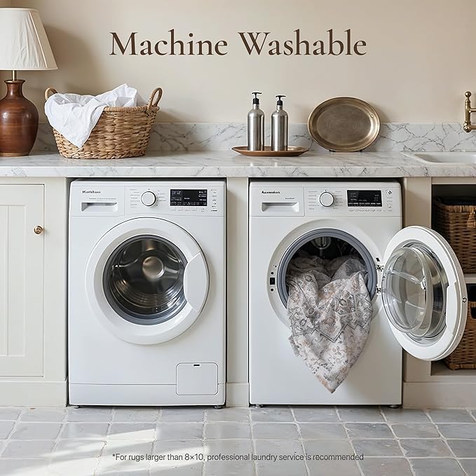 GENIMO Runner Rug 2x8 Non Slip Vintage Hallway Runner Rug, Low Pile Lightweight Rugs for Entryway, Hallway, Kitchen and Corridor, Light Taupe Brown