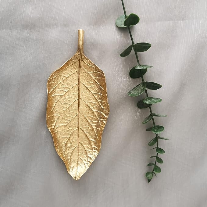 Jewelry Dish, Metal Trinket Dish Leaf Shaped Ring Holder Jewelry Organizer Vanity Dish Tray for Dresser Christmas Birthday Wedding Gifts (Single Mango Leaf)