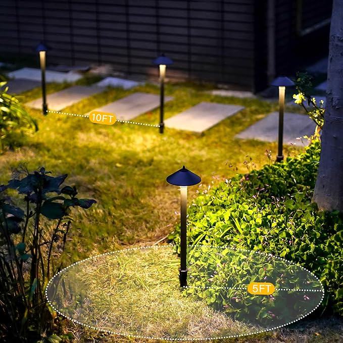 Low Voltage LED Pathway Lights 1.2W Outdoor Landscape Lighting 6 Pack 40 Lumen Landscape Path Lights 2700K for Lawn Patio Yard Walkway Driveway Pathway Garden