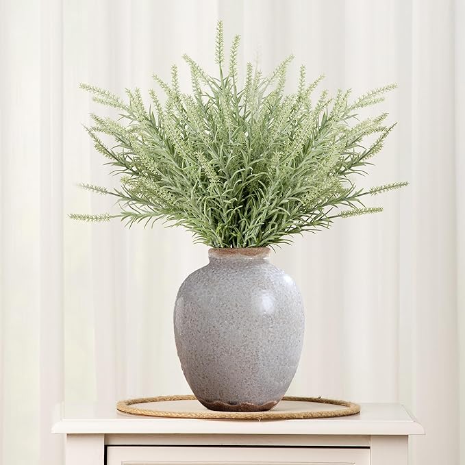 Ceramic Vintage Vase, Flower Rustic Vase Decorative Chinoiserie Decor Rustic Farmhouse Retro Floral Vases for Table Bookshelf Mantel Kitchen Living Room Office - 7.8inch Gray