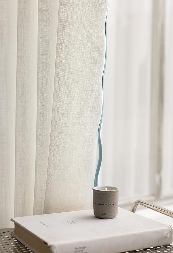 Linen Blend Scalloped/Wavy Trim, Ripple Fold Curtains for Living Room, Bedroom, Home Office, Kids Room & Dining - Light Filtering Curtains - Set of 2 - Mist Blue, (50" W x 96" L)