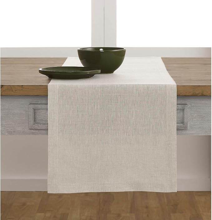 Solino Home Linen Table Runner 72 Inches Long - Athena, 100% Pure Linen Light Natural Table Runner 14 x 72 Inch for Dining, Fall, Autumn, Thanksgiving, Holiday