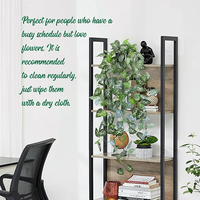 LOYWREE 2 Pack 39-in Long Fake Hanging Plant with Pot Faux Pothos Artificial Potted Plants Small Faux Ivy Vine Plant for Indoor Outdoor Aesthetic Office Living Room Shelf Decor (Black Pot)