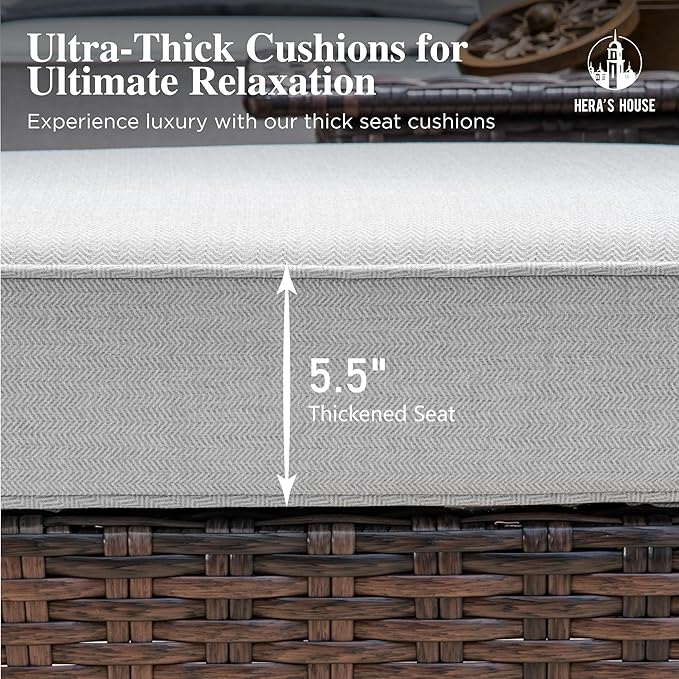 High Back Outdoor Swivel Chairs with 5.5" Thick Cushions, Wicker Rattan Patio Chairs Set of 2, Porch Deck Balcony Backyard Furniture, Grey