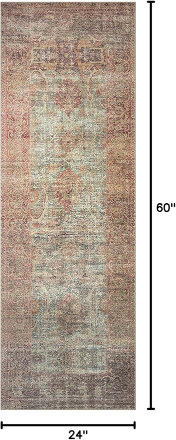 Loloi Amber Lewis Georgie Collection GER-03 Jade/Sunset 2'-0" x 5'-0", .19" Pile Height, Accent Rug