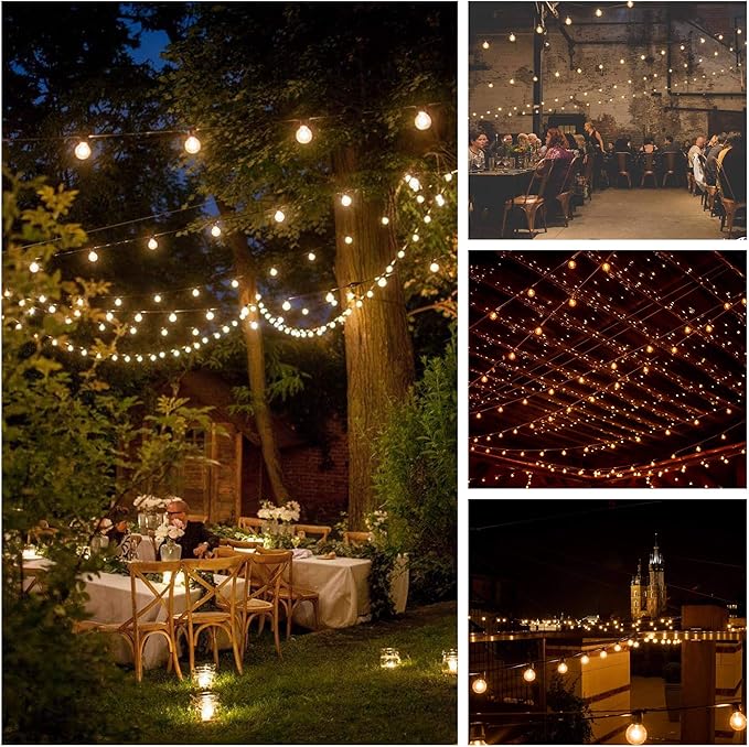 Hometown Evolution, Inc. 100 FT Outdoor LED String Lights - G40 Globe Bulbs (Black Wire) - Outdoor String Lights for Patio, Cafe, Deck, Party & Backyard