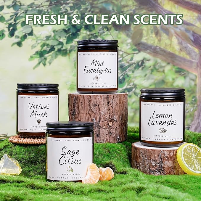 Scented Candle for Home | Sage Citrus Candle | Aromatherapy Candles - Soy Candles for Home Scented, Gifts for Women Men, Citrus Fragrance -7oz, Single Wick Made with Soy Wax