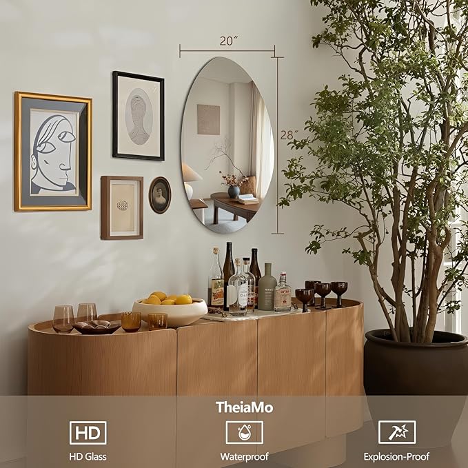 Irregular Wall Mirror 20"x28", Frameless Asymmetrical Mirror for Wall, Modern Decorative Bathroom Mirror, Wall Mounted Mirror for Bedroom Living Room Entryway