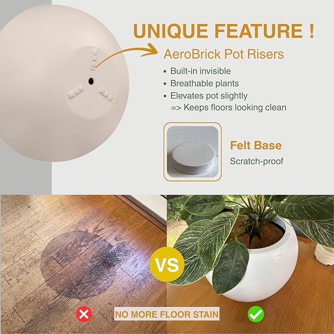 7.7"H x 22"D Round Bowl Fiberstone Planter for Succulent and Lotus, Drainage Hole, Weather Resistant for Indoor and Outdoor Use, Included 2 Extra Coco Mats (Kilim Beige, 19.9" Pot Opening)