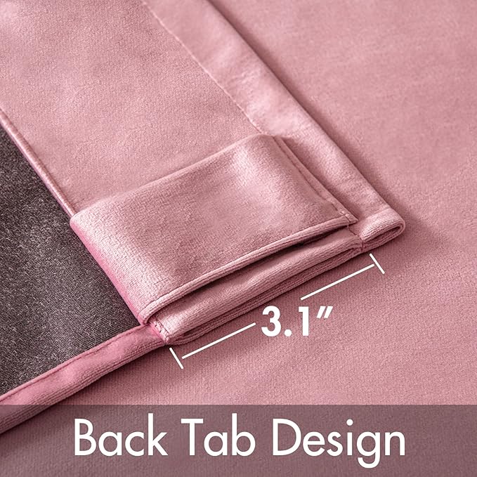 MIULEE Velvet Curtains 96 inches 2 Panels - Luxury Blackout Curtains for Girls Bedroom Nursery Living Room Thermal Insulated Super Soft Window Drapes Rod Pocket & Back Tab, Blush Pink, W52 x L96 inch