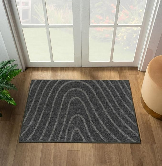LUXE WEAVERS Modern Geometric Wave Anthracite 2x3 Area Rug