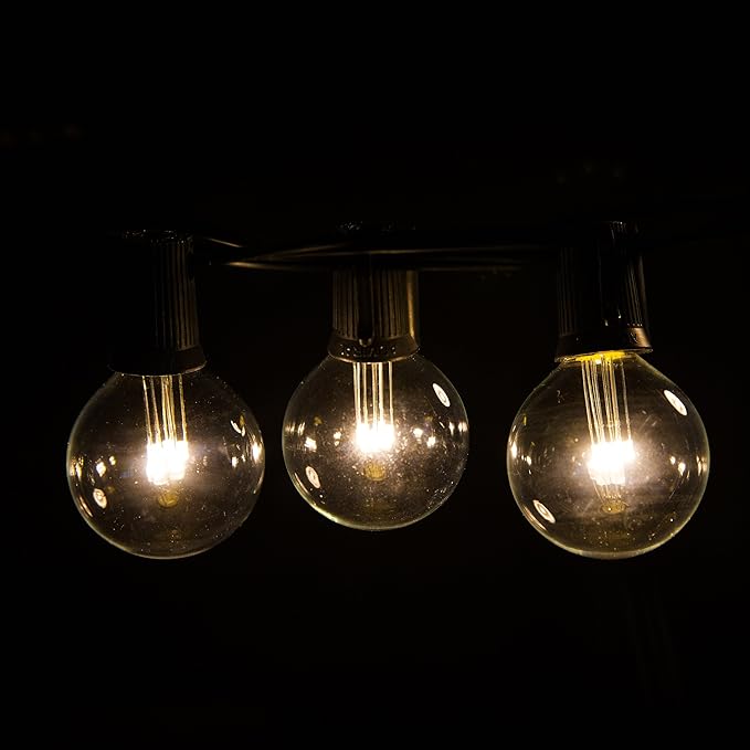 Hometown Evolution, Inc. 100 FT Outdoor LED String Lights - G40 Globe Bulbs (Black Wire) - Outdoor String Lights for Patio, Cafe, Deck, Party & Backyard
