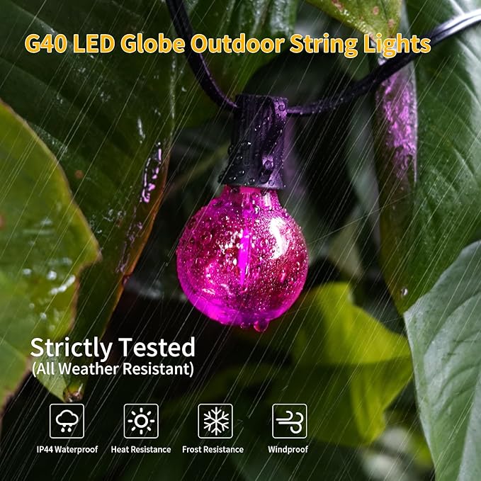 40FT LED Outdoor String Lights Waterproof, G40 LED Globe Outdoor Lights for Patio with 27 Edison Vintage Shatterproof Bulbs, Connectable Backyard Lights for Garden, Bistro, Porch, Cafe