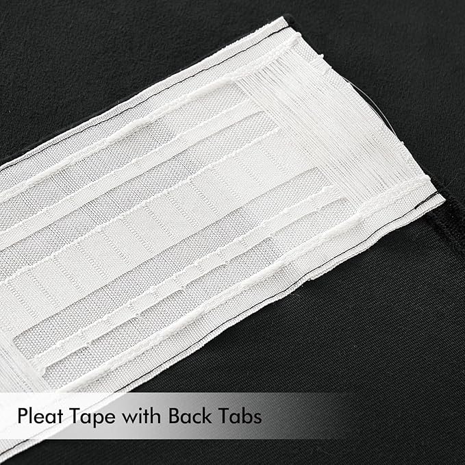 MIULEE Black Velvet Curtains 108 inches Long 2 Panels - Luxury Pinch Pleated Room Darkening Window Drapes for Bedroom Living Room Thermal Insulated Super Soft Blackout, Back Tab Rod Pocket