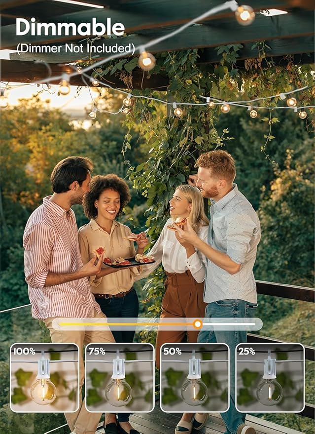 30 FT Outdoor String Lights - Commercial Globe Patio Lights with 30 G40 LED Shatterproof Bulbs, Waterproof Connectable Hanging Light for Backyard Bistro Porch Cafe Deck