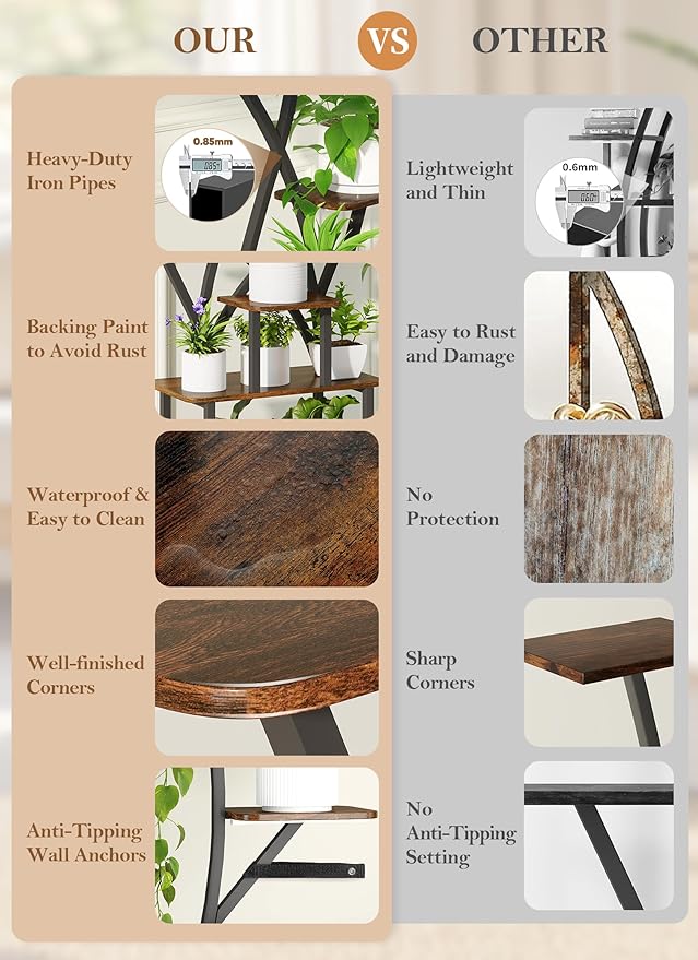 Plant Stand Indoor with Grow Lights 2 Pack Plant Stands Indoor 8 Tiered 64" Tall Plant Shelf for Indoor Growing Multiple Corner Metal Flower Holder Home Decor Display Shelves for Living Room Patio