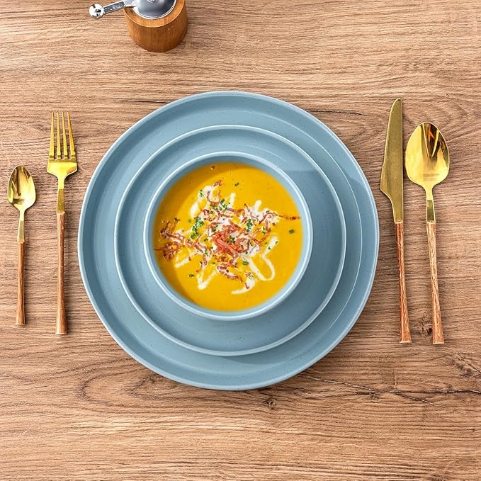 GBHOME Ceramic Dinnerware Sets for 6, 18pcs Stoneware Plates and Bowls Sets, Handmade Chip and Scratch Resistant Dishes Set, Dishwasher & Microwave Safe