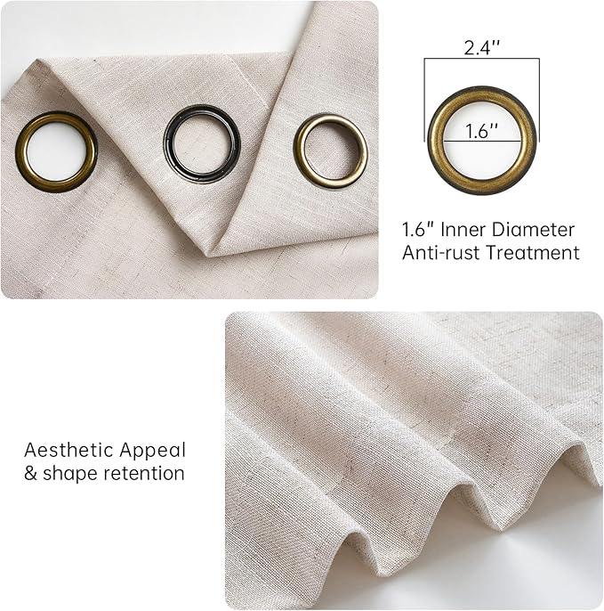 Topfinel Extra Long 108 Inch Curtain 2 Panels Set Large Semi Sheer Curtains for Living Room Bedroom Farmhouse Tan Beige Flax Memory Shape Pleated Drapes Ceiling Floor Window Curtains 9 FT Grey Beige