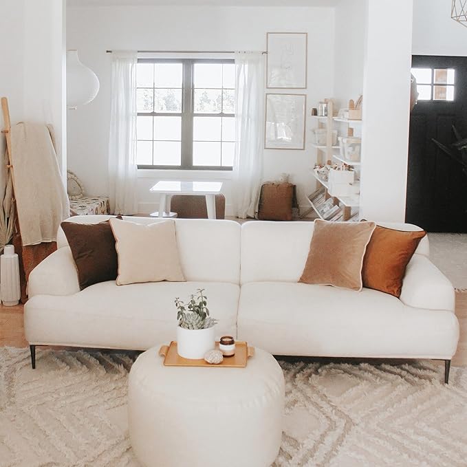 MONDAY MOOSE Decorative Throw Pillow Covers Cushion Cases, Set of 4 Soft Velvet Modern Double-Sided Designs, Mix and Match for Home Decor, Pillow Inserts Not Included (22x22 inch, Brown/Beige)