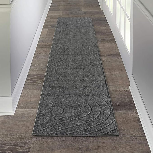 LUXE WEAVERS Modern Geometric Wave Anthracite 2x8 Area Rug