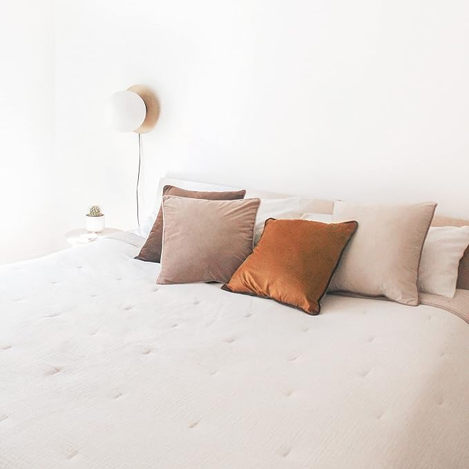 MONDAY MOOSE Decorative Throw Pillow Covers Cushion Cases, Set of 4 Soft Velvet Modern Double-Sided Designs, Mix and Match for Home Decor, Pillow Inserts Not Included (20x20 inch, Brown/Beige)