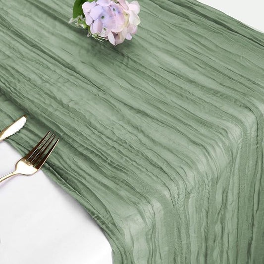 10FT Sage Green Cheesecloth Table Runner 35 x120 Inches Long Gauze Boho Cheese Cloth Runners, Romantic Rustic Sheer Sage Green Table Runner for Wedding Bridal Baby Shower Christmas Table Decor