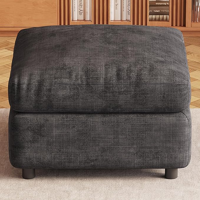 Grey Ottoman with Storage, Modular Footrest for Sofa Couch Sectional, Convertible Lounge Seat with Hidden Storage, Comfortable Sofa Accessory for Living Room Bedroom Apartment Spaces