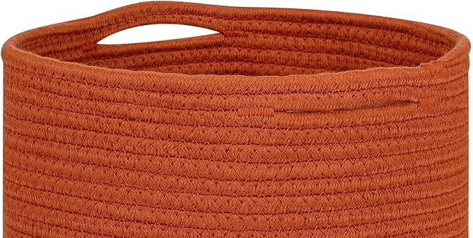 voten Storage Cubes Baskets Bins Organizer 11x11x11'' Fit 12x12''Cube Bookcases Shelf,Durable Woven Cotton Storage Basket for Organizing,Round 3Pack Brick Red