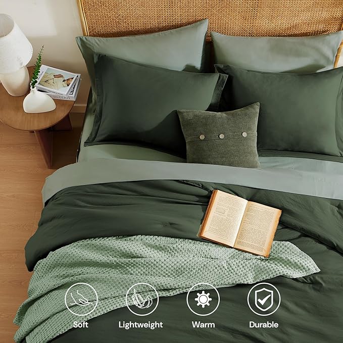 WRENSONGE King Comforter Set, 7 Pieces Deep Forest Soft Bed in a Bag King with Fitted Sheet, Flat Sheet, 2 Pillow Shams, and 2 Pillowcases- Warm Bedding Set for All Season