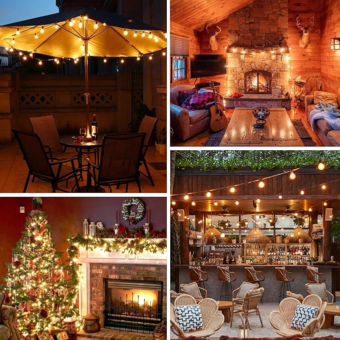 100FT Outdoor G40 LED Globe String Lights Dimmable Waterproof Shatterproof Patio Lights with 104 Bulbs Connectable Commercial Hanging Light for Christmas Patio House Backyard Balcony Party(Black)