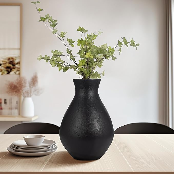 Terracotta, 19" Unique Vase, Black