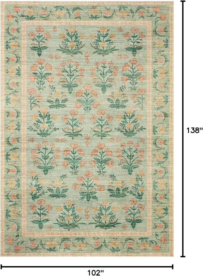 Loloi Rifle Paper Co. Eden Collection EDE-01 Mughal Rose Blush 8'-6" x 11'-6" Area Rug