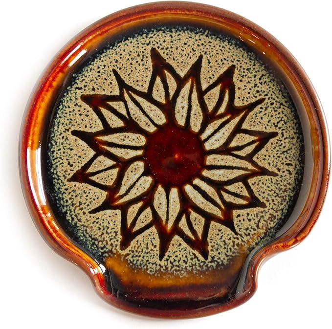 Georgetown Pottery Spoon Rest Hamada Sunflower, Handmade, Made in USA, Ceramic