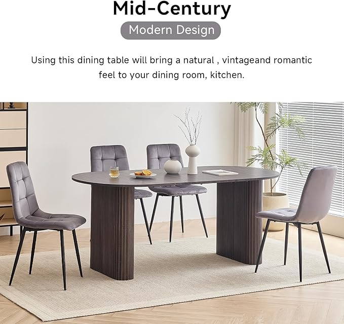 5-Piece Dining Table Set for 4 6 People with Heavy Duty Legs, Dining Room Table Chairs Set for Living Room, Kitchen, Apartment
