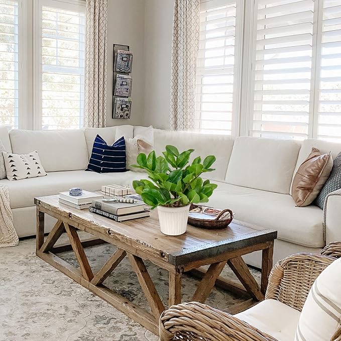 Briful Fake Plants 12'' Artificial ZZ Plants in Ceramic Pot Faux Zamioculcas Potted Silk Plants for Home Living Room Office Desk Decor Bedroom Aesthetic(1PACK)