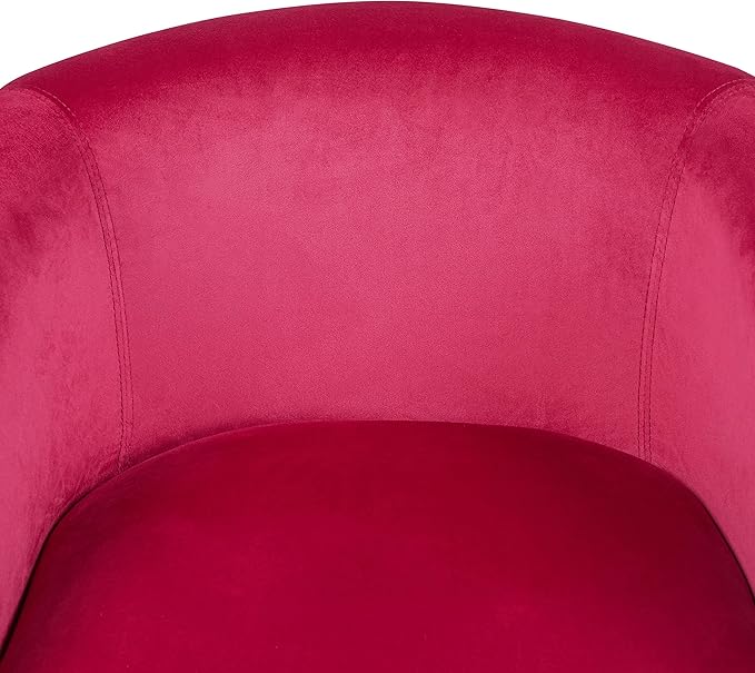 Yaheetech Accent Chairs, Velvet Barrel Chair Cozy Club Chairs with Sturdy Legs and Soft Padded Seat for Bedroom/Living Room/Reading Room, Rose Red, Set of 2