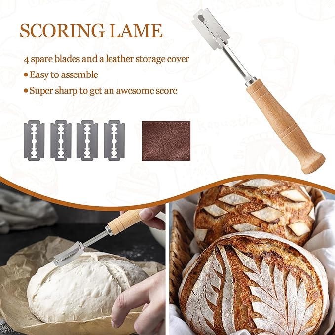 Banneton Bread Proofing Basket Banneton Basket Set Sourdough Proofing Basket Round Proofing Bowls Handmade Rattan Baskets and Liners (Oval & Round Baking Set)