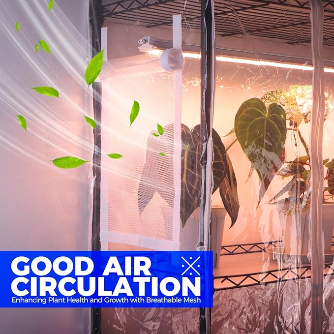 Barrina CX2Z Greenhouse with Grow Light for Indoor Plant & Seedlings, 6-Tier Plant Shelf with 2FT 30W(Per Light) Full Spectrum Plant Lights, 3 Adjustable Spectrum and Timer, 29x14x71 Inches