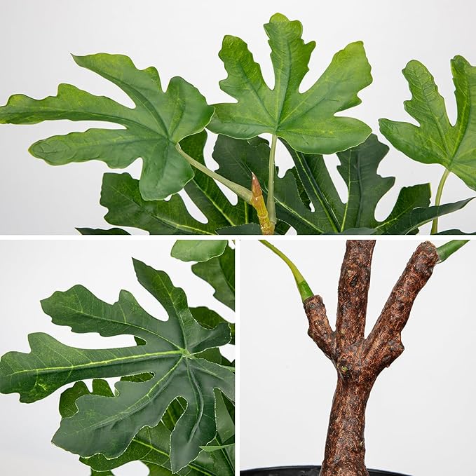 Artificial Sycamore Tree – Faux Indoor Plant for Home & Office Décor, Realistic Green Leaves, 21" Potted Fake Tree
